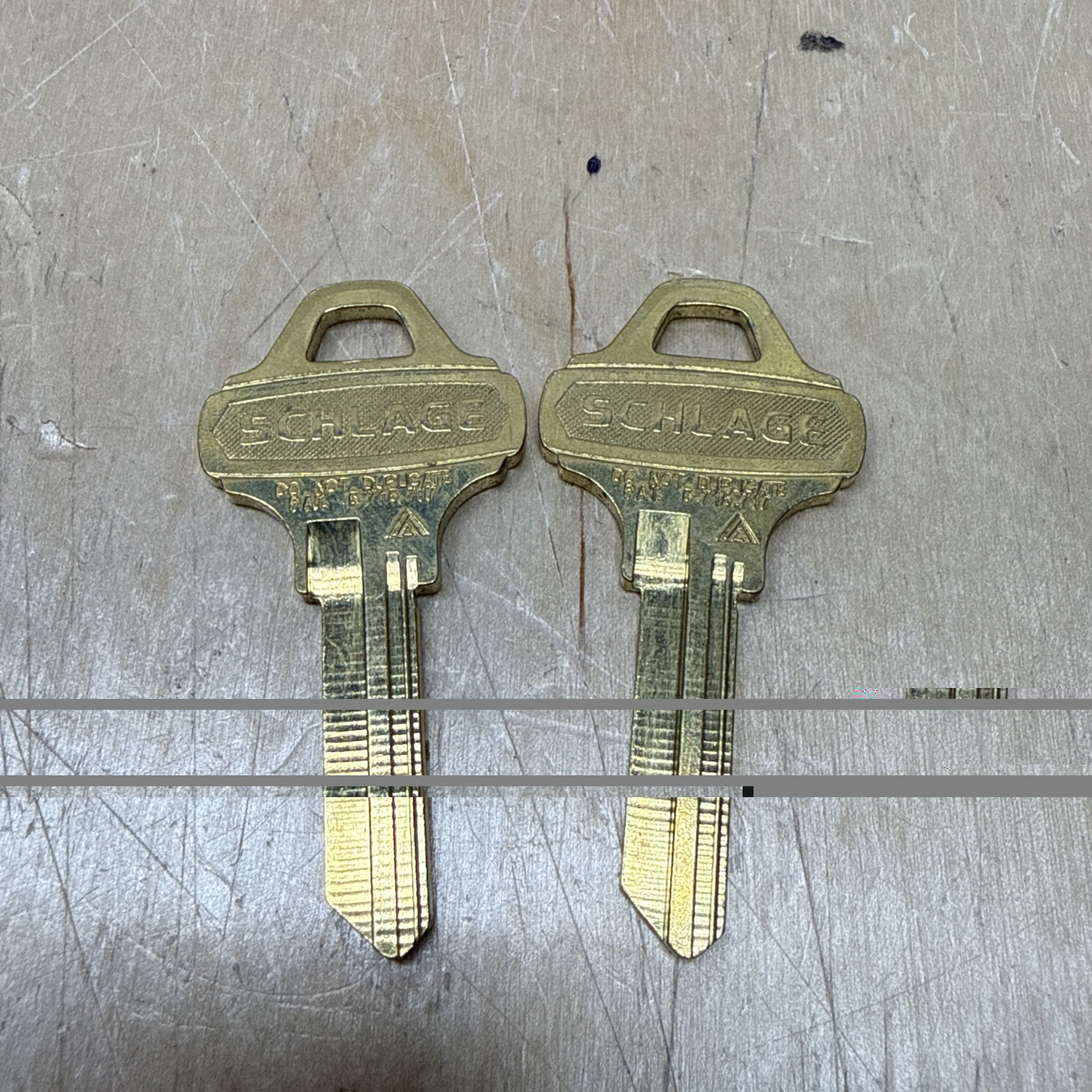 Lot of 2 Original Schlage C-123 Key Blanks 6pin Satin Brass New  USA