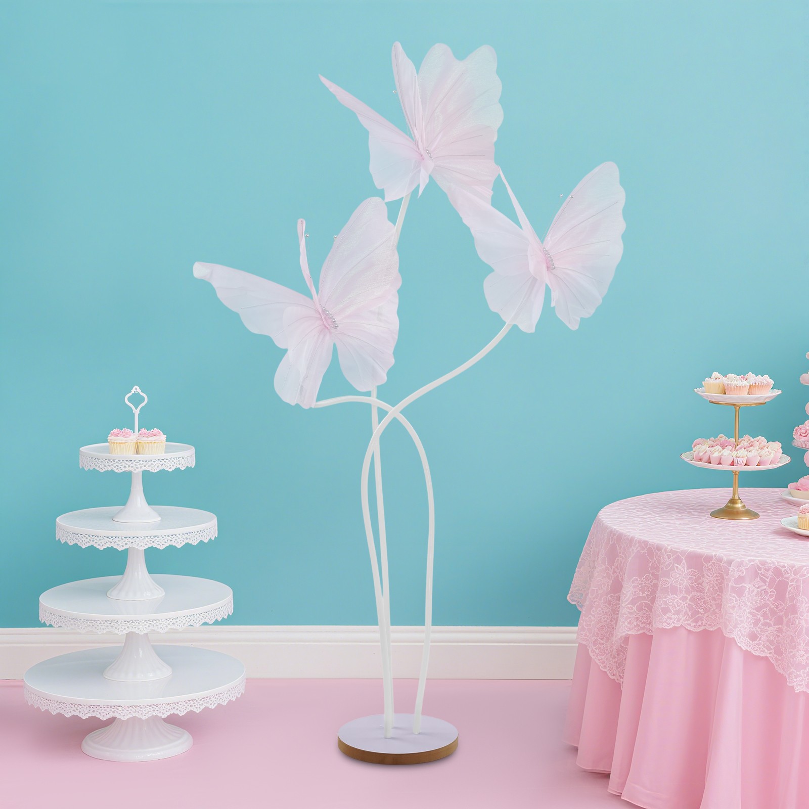3 Head Giant Butterfly Decoration Wedding Artificial Butterfly Decorations Pink