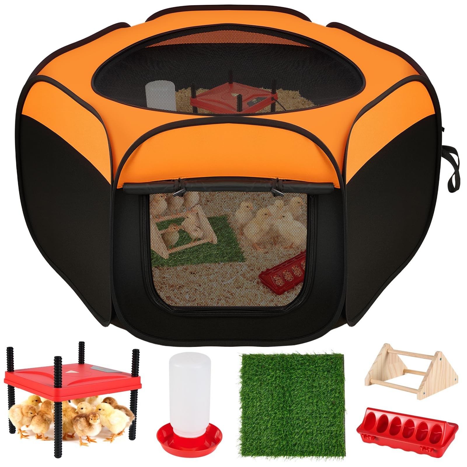 Brooder Box for Chicks Starter Kit, Dual Doors Chicken Brooder Playpen | Incl...
