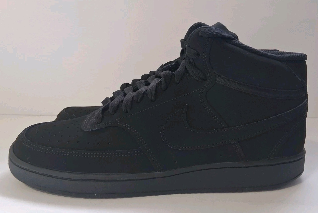 Nike Court Vision Mid Men's Sneaker Black CU6620-001 Box Has Cosmetic Damage
