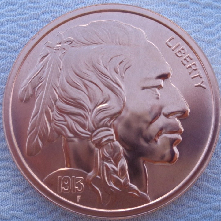 1 oz. 1913 BUFFALO NICKEL coin tribute .999 fine copper round