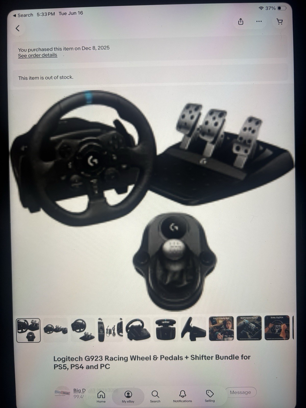 Logitech G923 Racing Wheel, Pedals & Shifter Bundle for PS5/PS4/PC