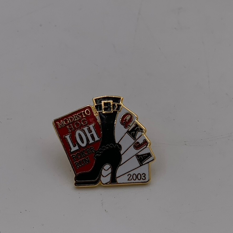 VTG Modesto CA HOG LOH Poker Run 2003 Harley Motorcycle Riders Button Pin