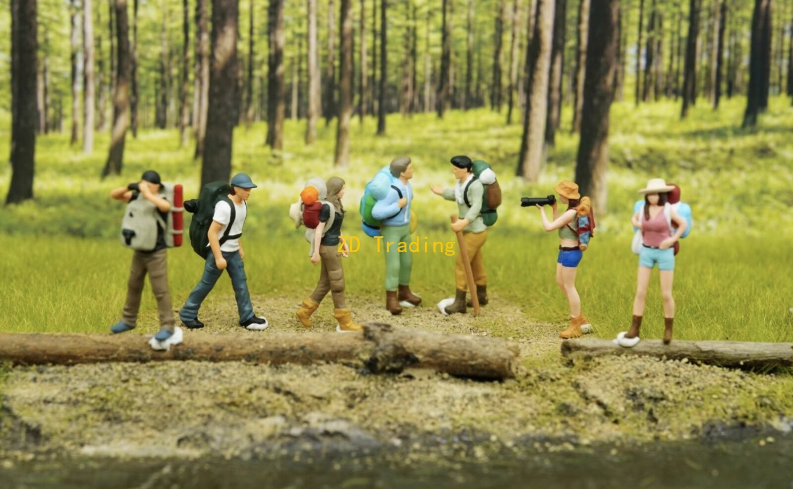 ZD 1:64 Painted Figure Model Miniature  Diorama Toy Hiker Climber Backpacker