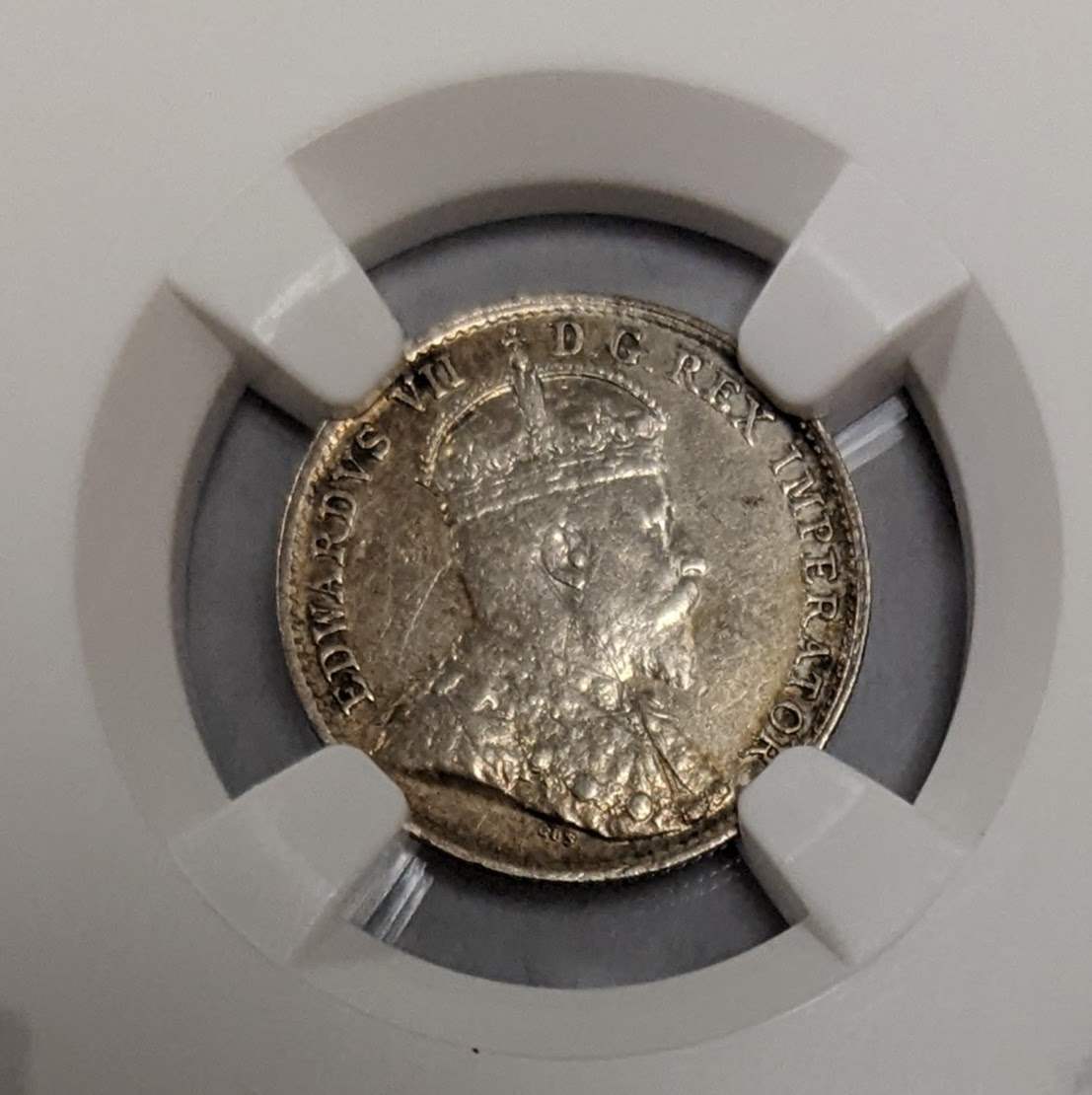 1908 Canada 5c Large 8 AU Details