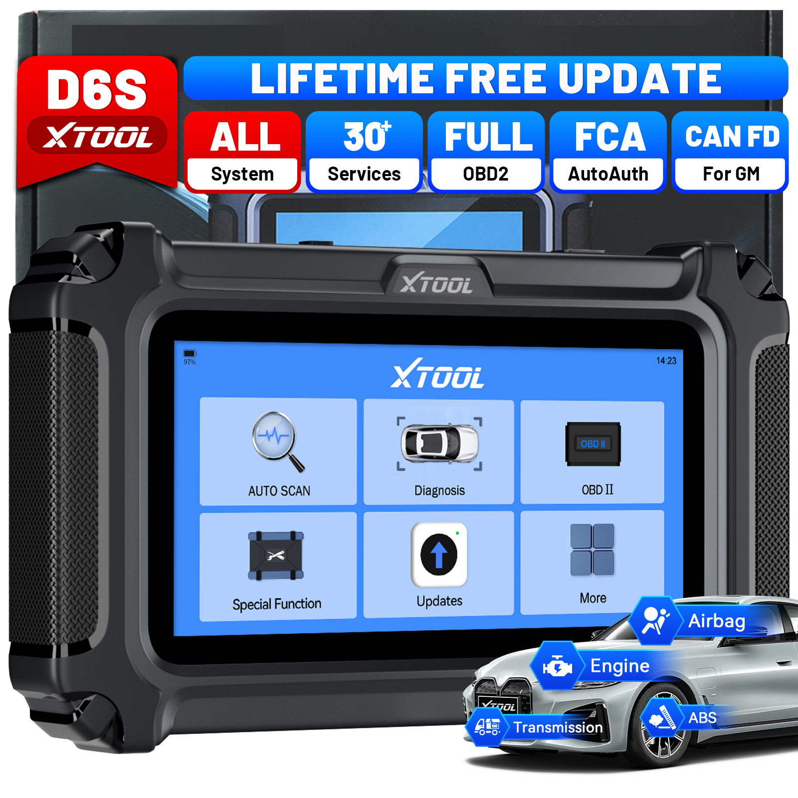 2026 XTOOL D6S OBD2 Scanner Full System Diagnostic Tool 30+ Resets Free Update
