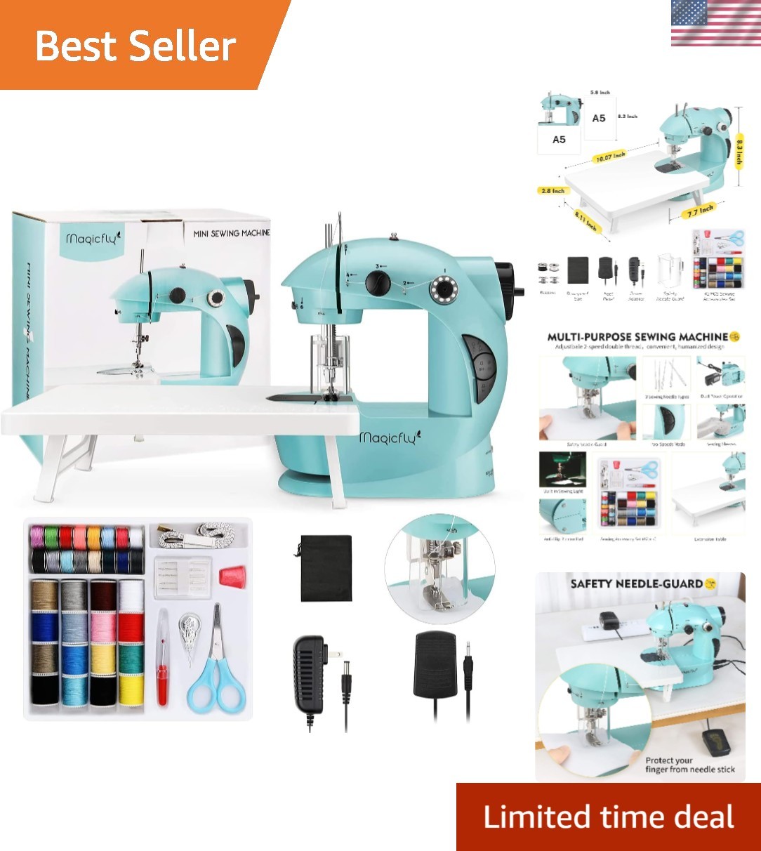 Mini Sewing Machine with Extension Table, Dual Speed Portable Sewing Machine ...