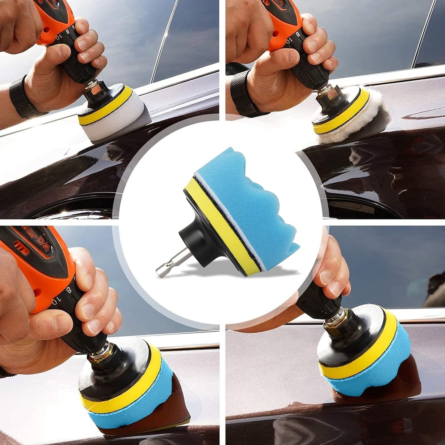 4 Inch 24 Pieces Buffing Polishing Pads, Foam Drill Polishing Pad Kit 24 Pieces