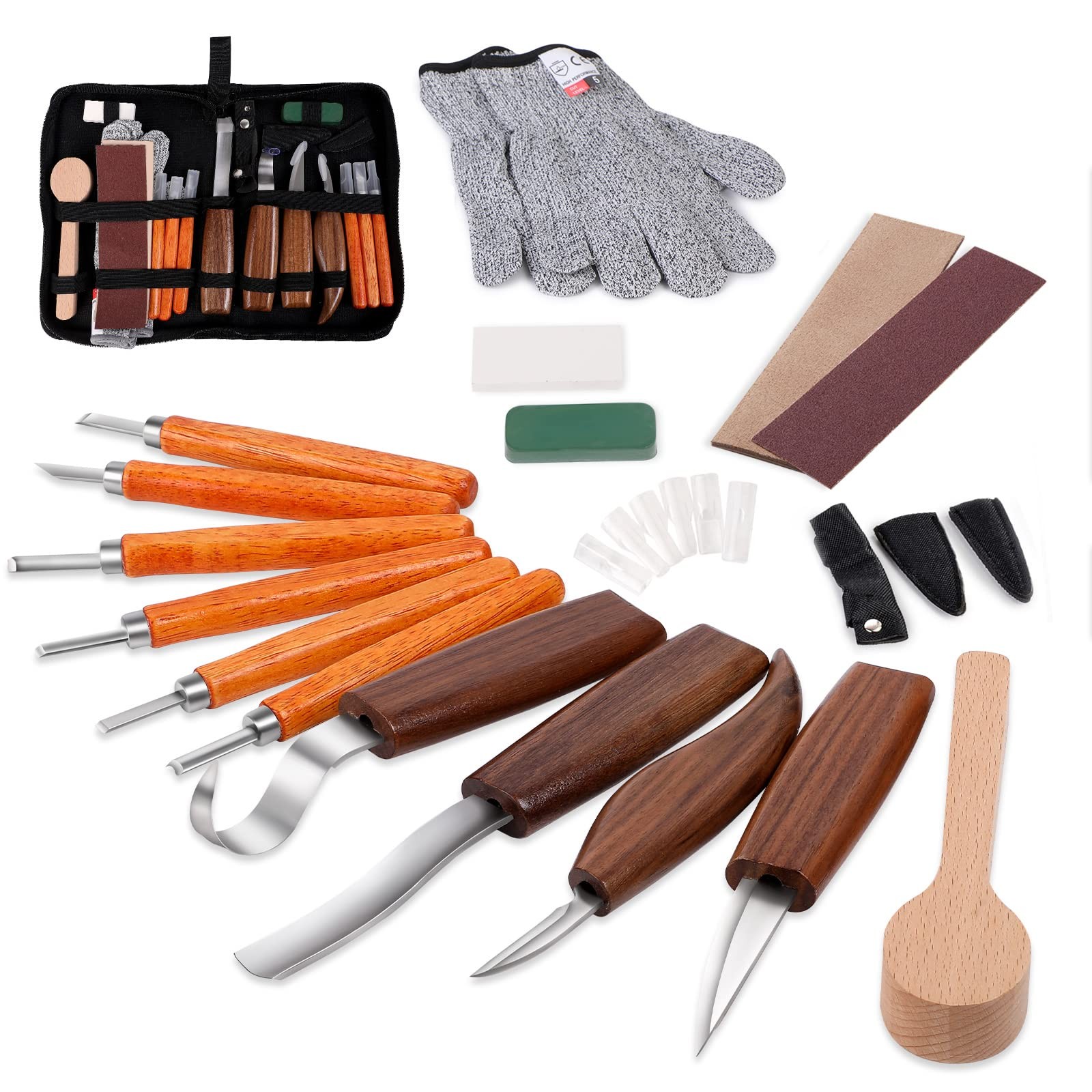 Wood Carving Tools SetDetail and Hook Carving Knife Kit for BeginnersTrimming...