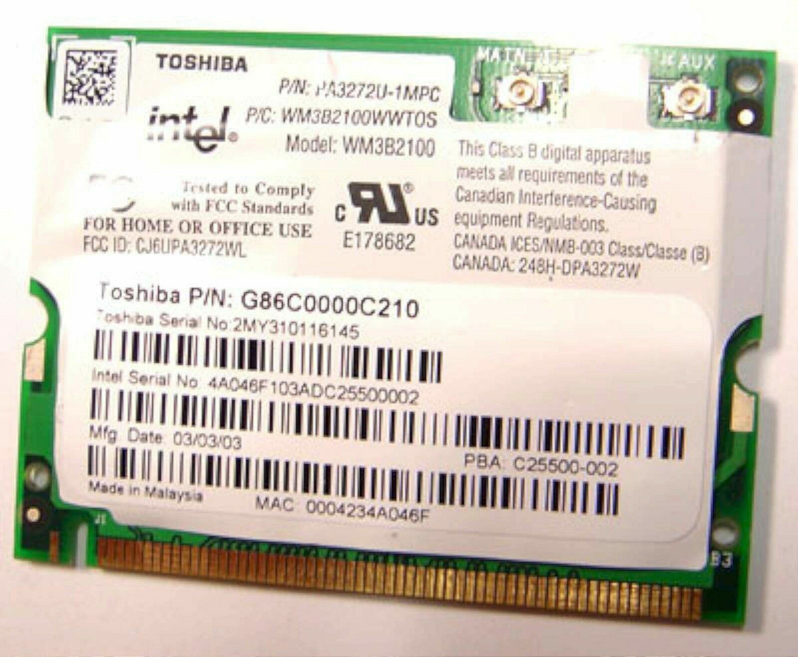 Toshiba Satellite M15 M205 Laptop WiFi WIRELESS CARD PA3272U-1MPC P000371720 OEM