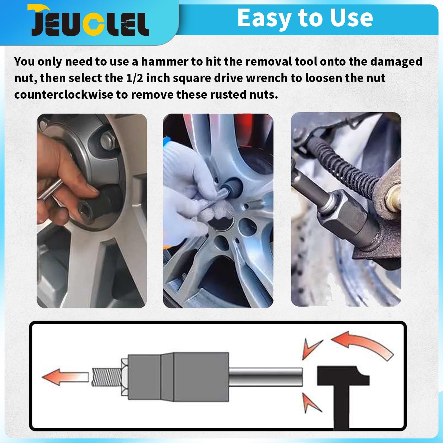 6PCS Twist Lug Nut Socket Set - 1/2 inch Drive Damaged Nut Lock Remover Extra...