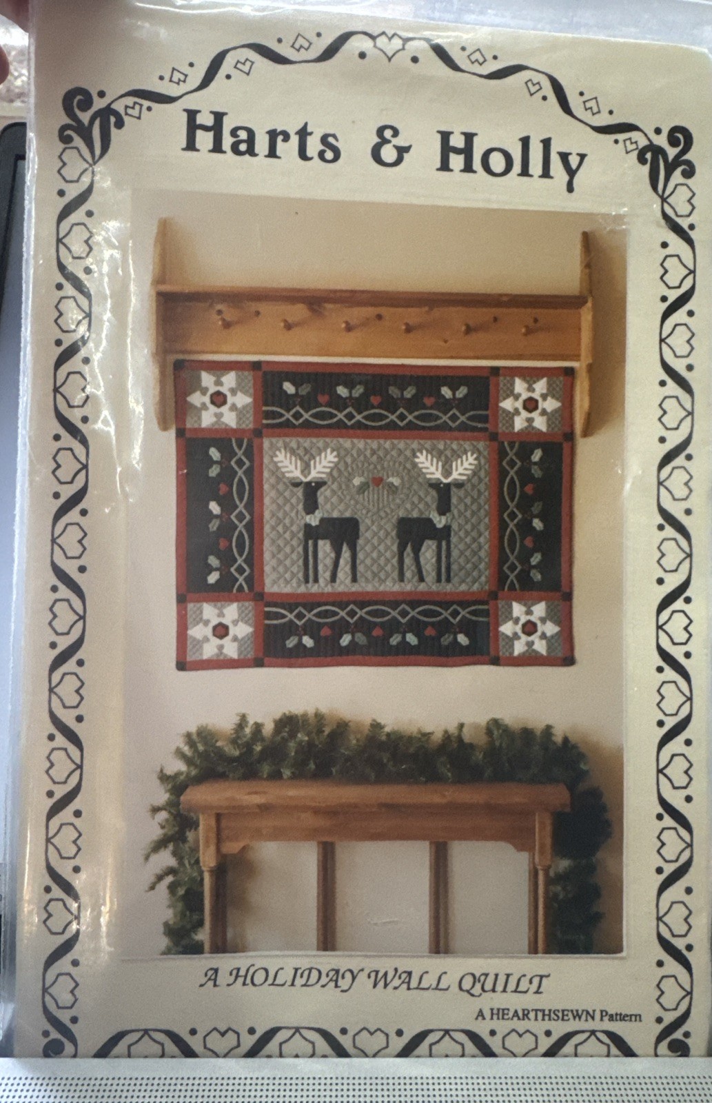 NIP 1987 Hearthsewn Sewing Pattern Harts & Holly Wall Quilt 32x41 #38