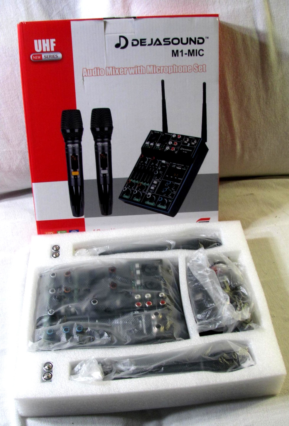 Pro 5 Channel Audio Mixer With Dual Wireless Mic "New Open Box" Untested