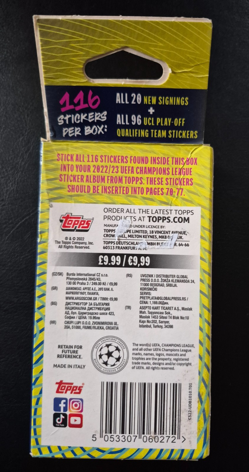 Topps UEFA Champions League 2022-23 Update Sticker Set