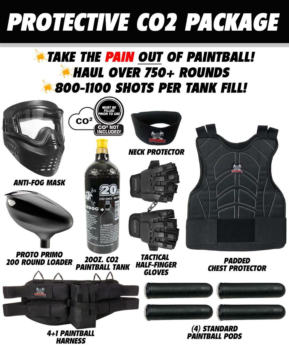 Maddog JT Stealth Semi-Automatic Protective CO2 Paintball Gun Starter Package