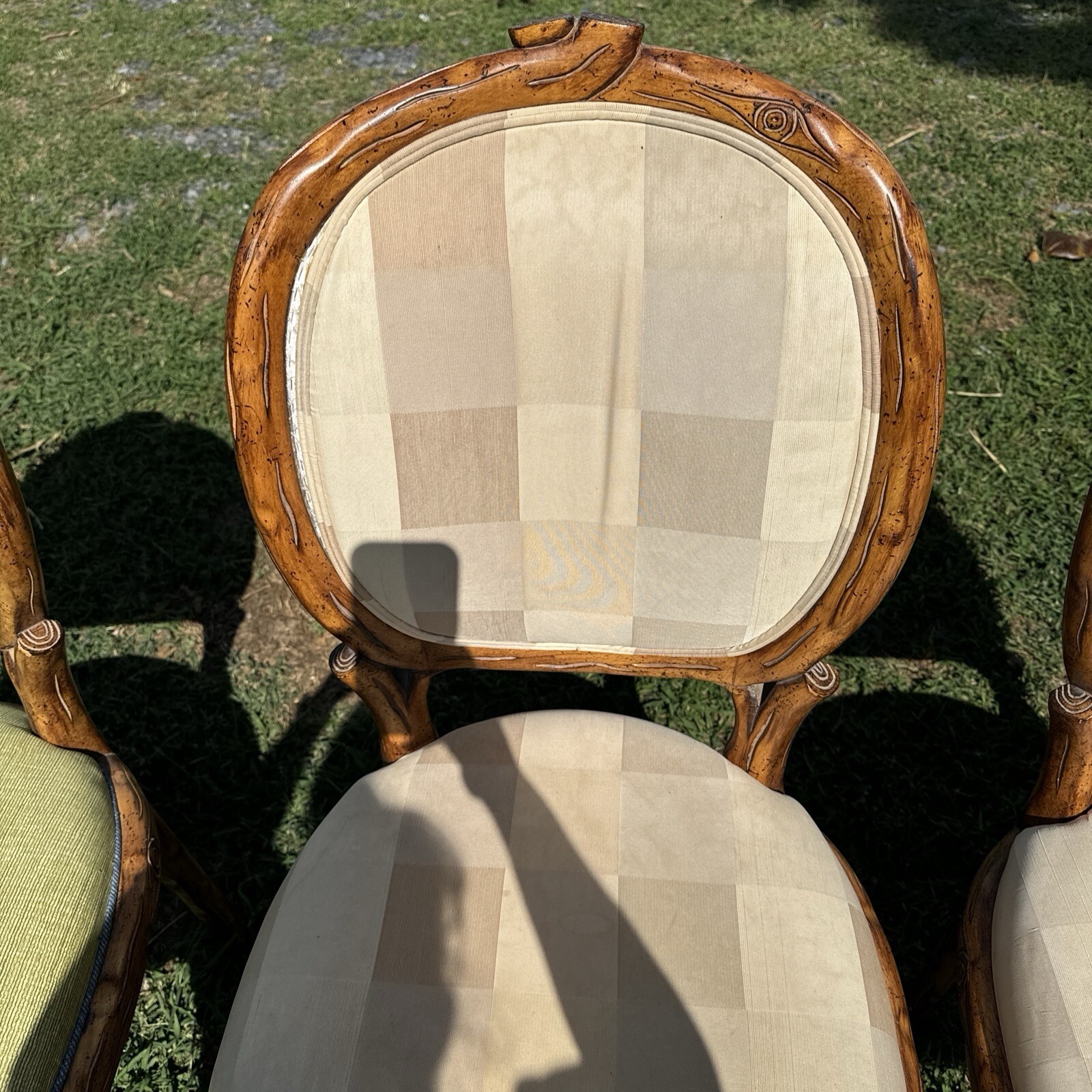 Casa Stradivari Dining Chairs Lot Of 3 Fabric Damaged And Wood Scuffed CPU ONLY