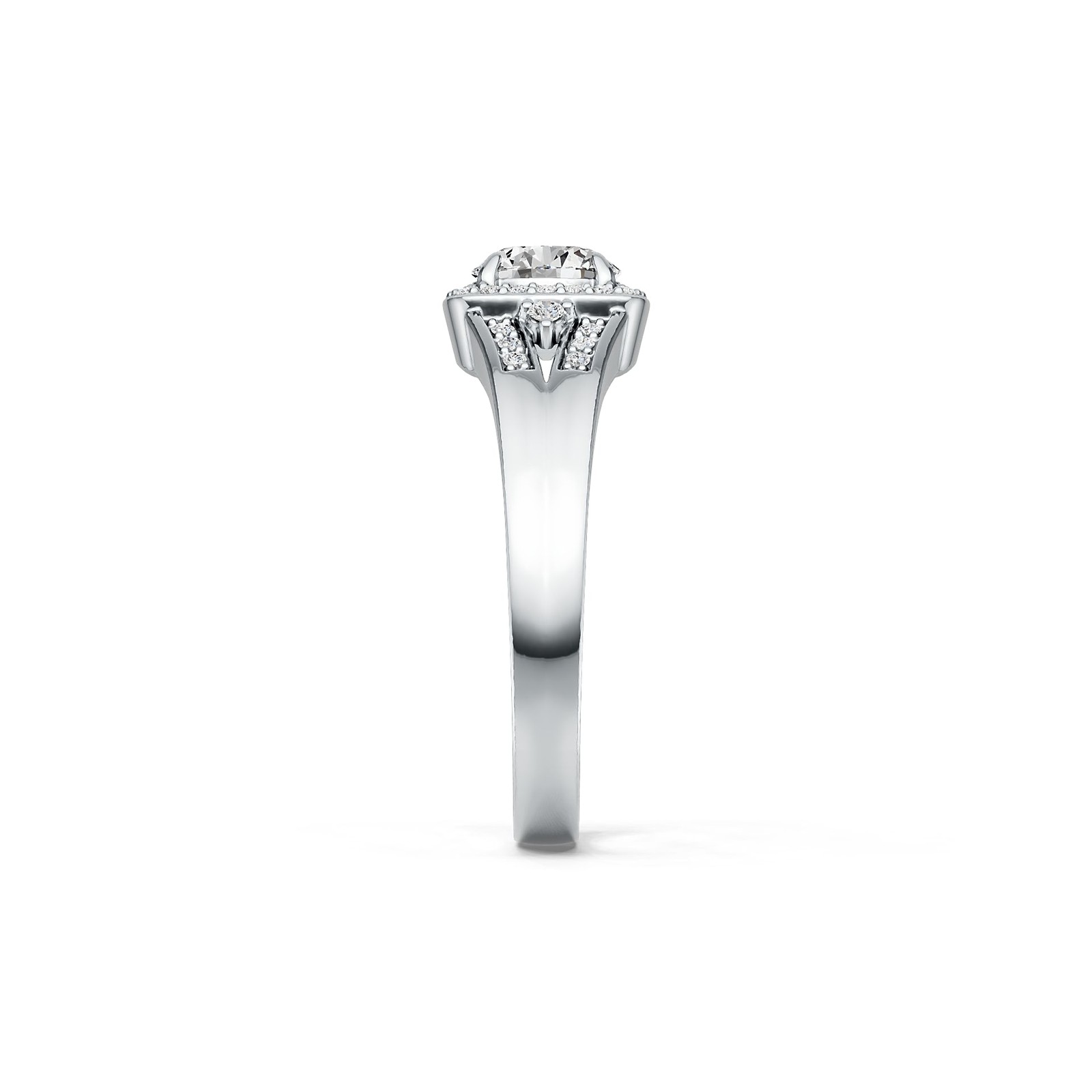 Sterling Silver Semi Mount Ring Setting Round RD 6.5x6.5mm Halo Split Shank