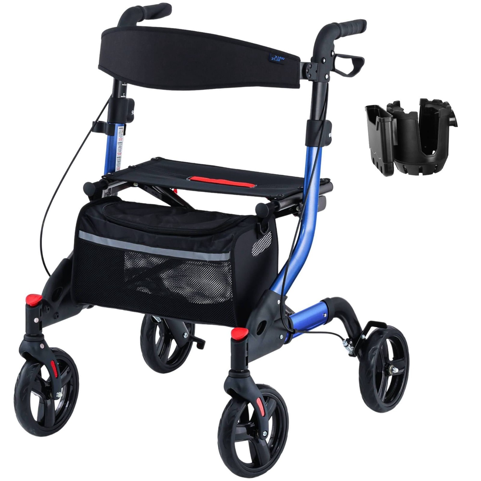 Walk mate Lightweight Rollator Walker Foldable Walking Aid with Seat 350Lbs Elde