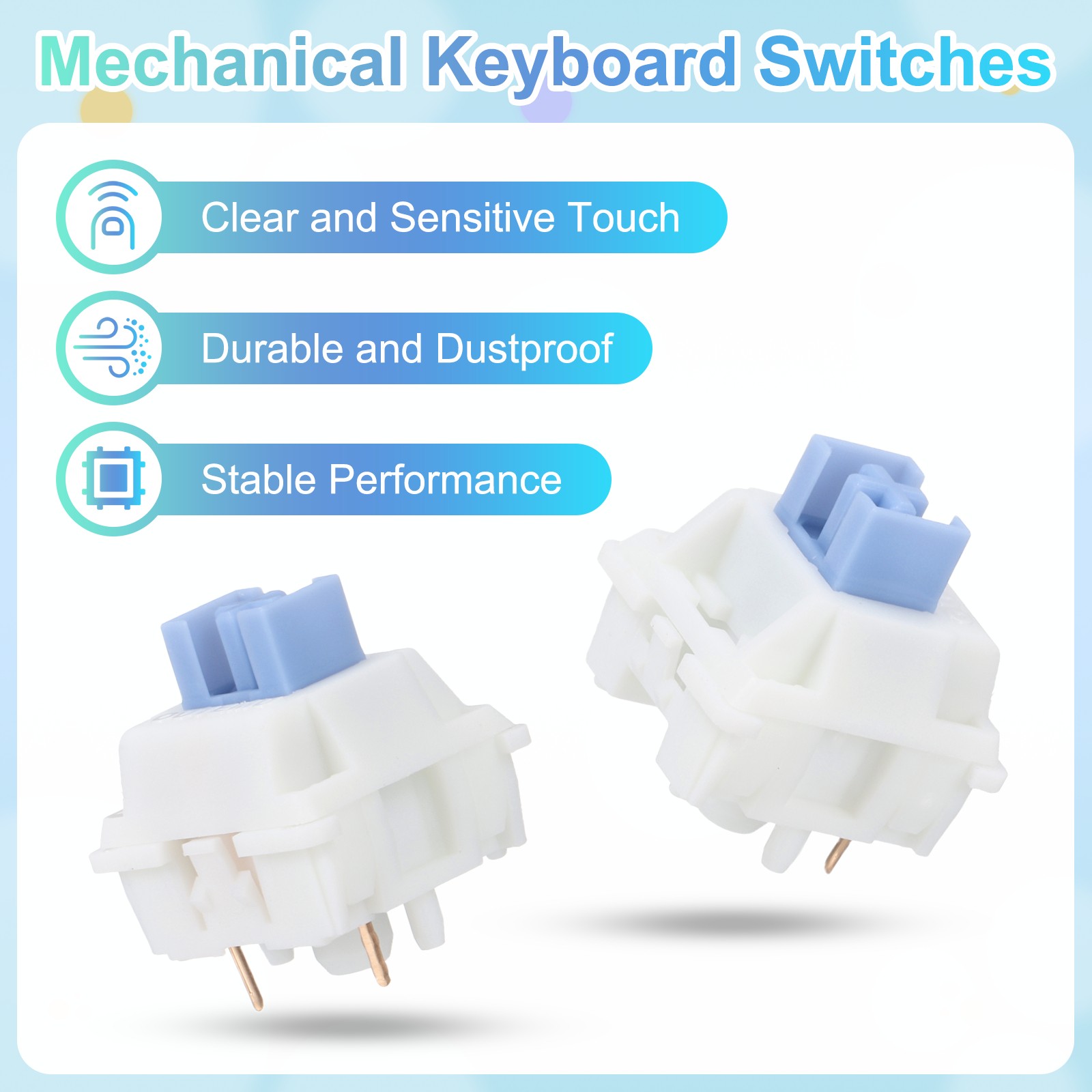 36pcs Blue Keyboard Switches 5-Pin 50gf Linear Keyboard Switch Replacement