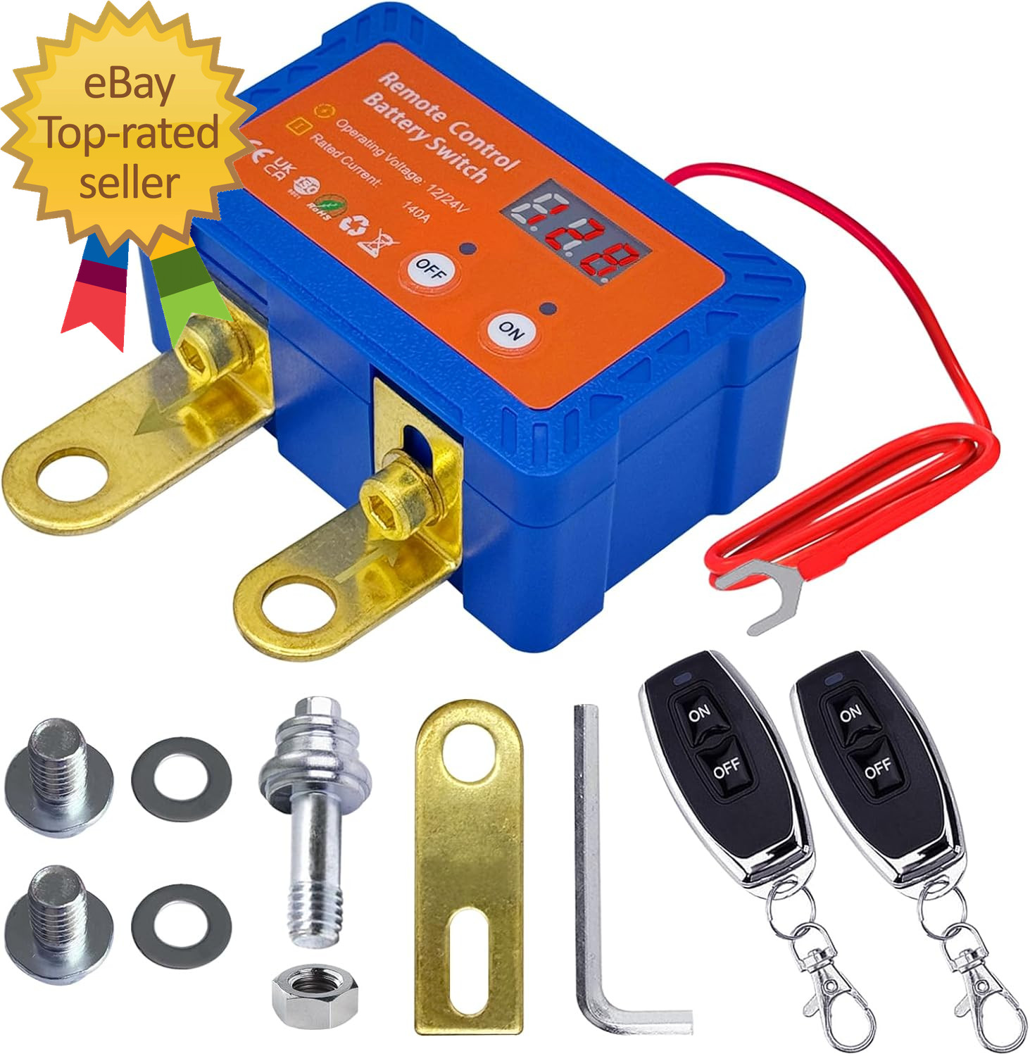 Remote Battery Disconnect Switch 12V W/Voltmeter 140A Remote Control Battery
