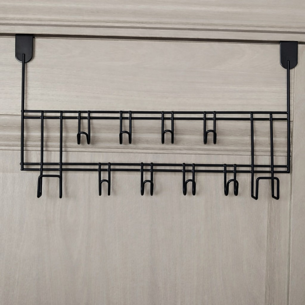 Black Over The Door Hanger Hanging Rack 10 Hooks Organizer