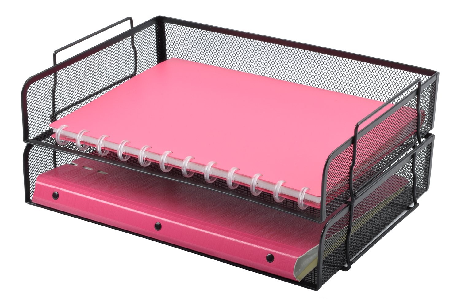 2-Pack Stackable Desk Paper Tray Metal Mesh Document Letter File Organizer