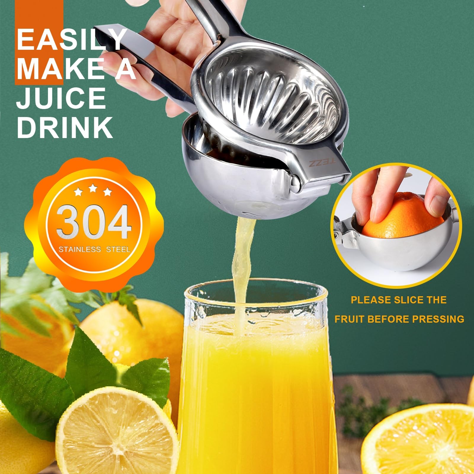 Upgrated Extra Large Lemon Squeezer, Heavy Duty Handhelp Orange Juicer with 3...