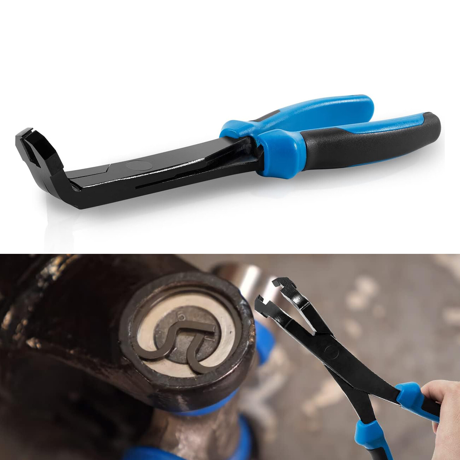 70301 Heavy Duty Angled U-Joint Snap Ring Pliers 8'' for Automotive Trucks Cars