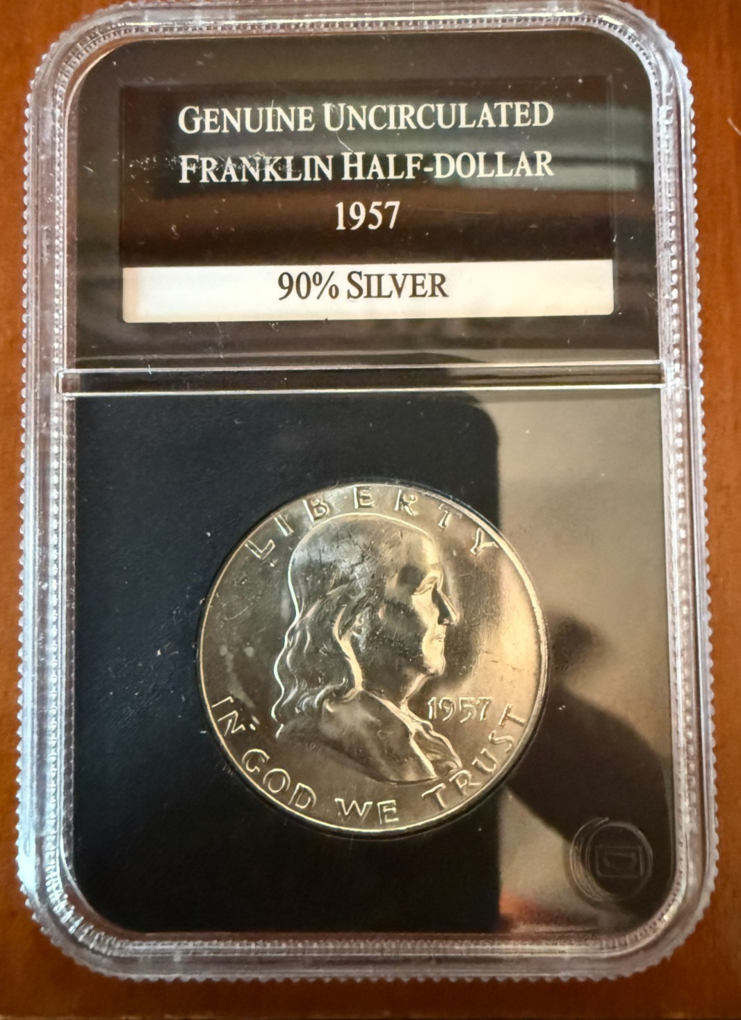 1957-D Franklin Half Dollar 90% Silver Uncirculated PCS Holder Denver Mint Coin