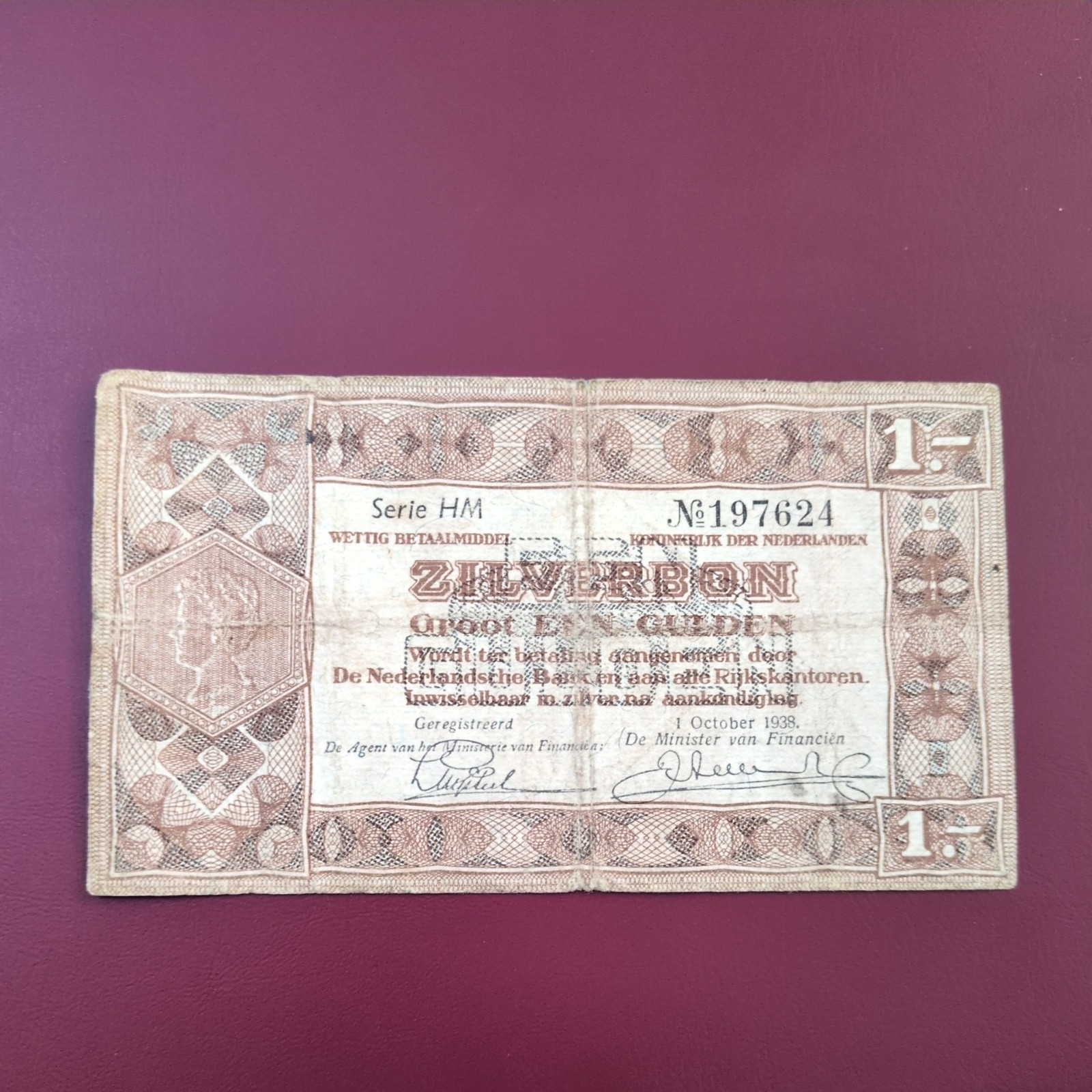 1938 - Vintage - 1 Gulden Zilverbon - banknote - Netherlands - P#61