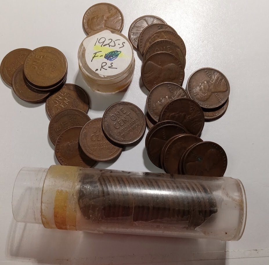 1925-S Roll Lincoln cents (50) Fine Condition