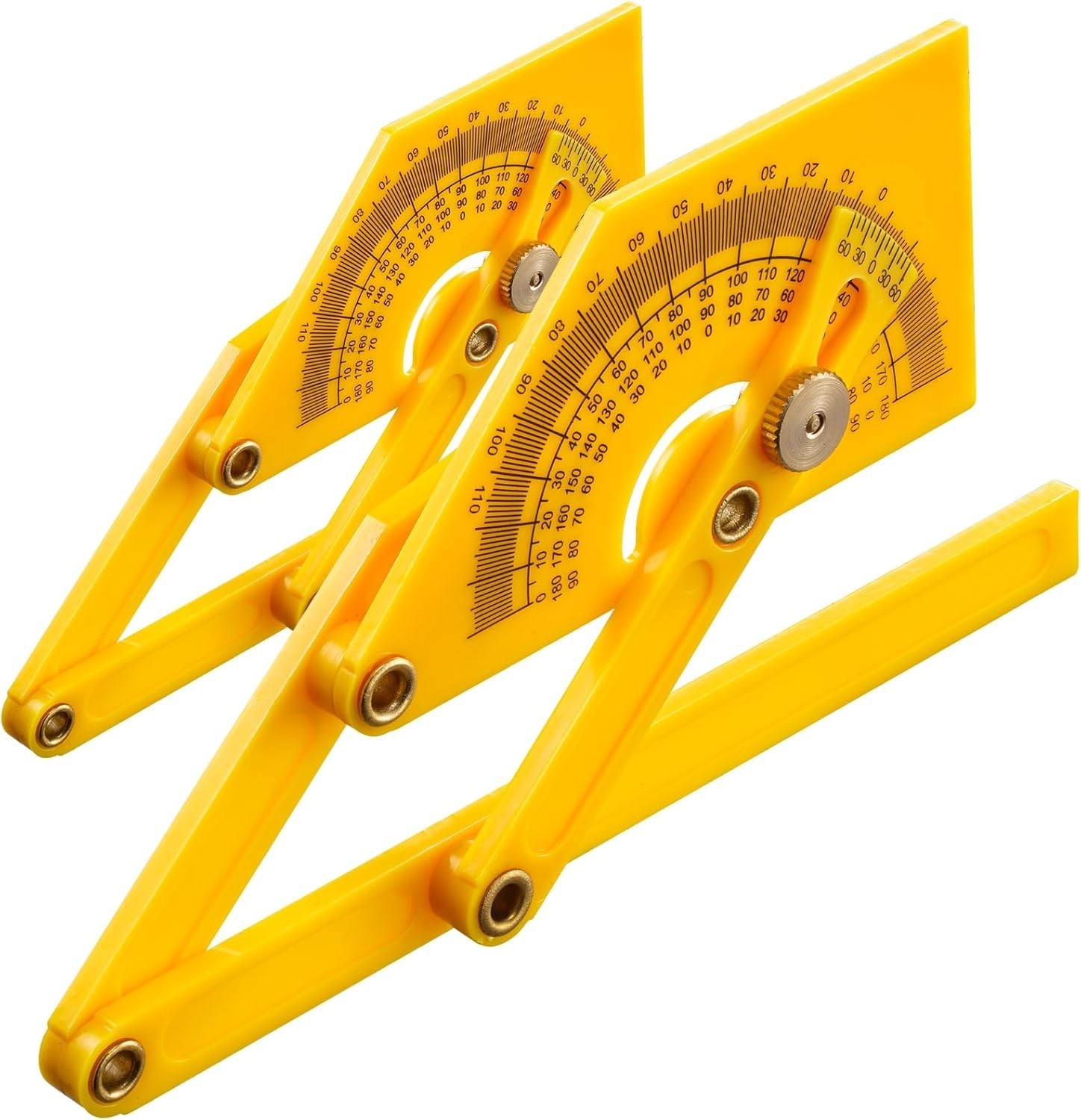 2-Pack Adjustable Plastic Protractors for Angle Measurement, 0°-180°