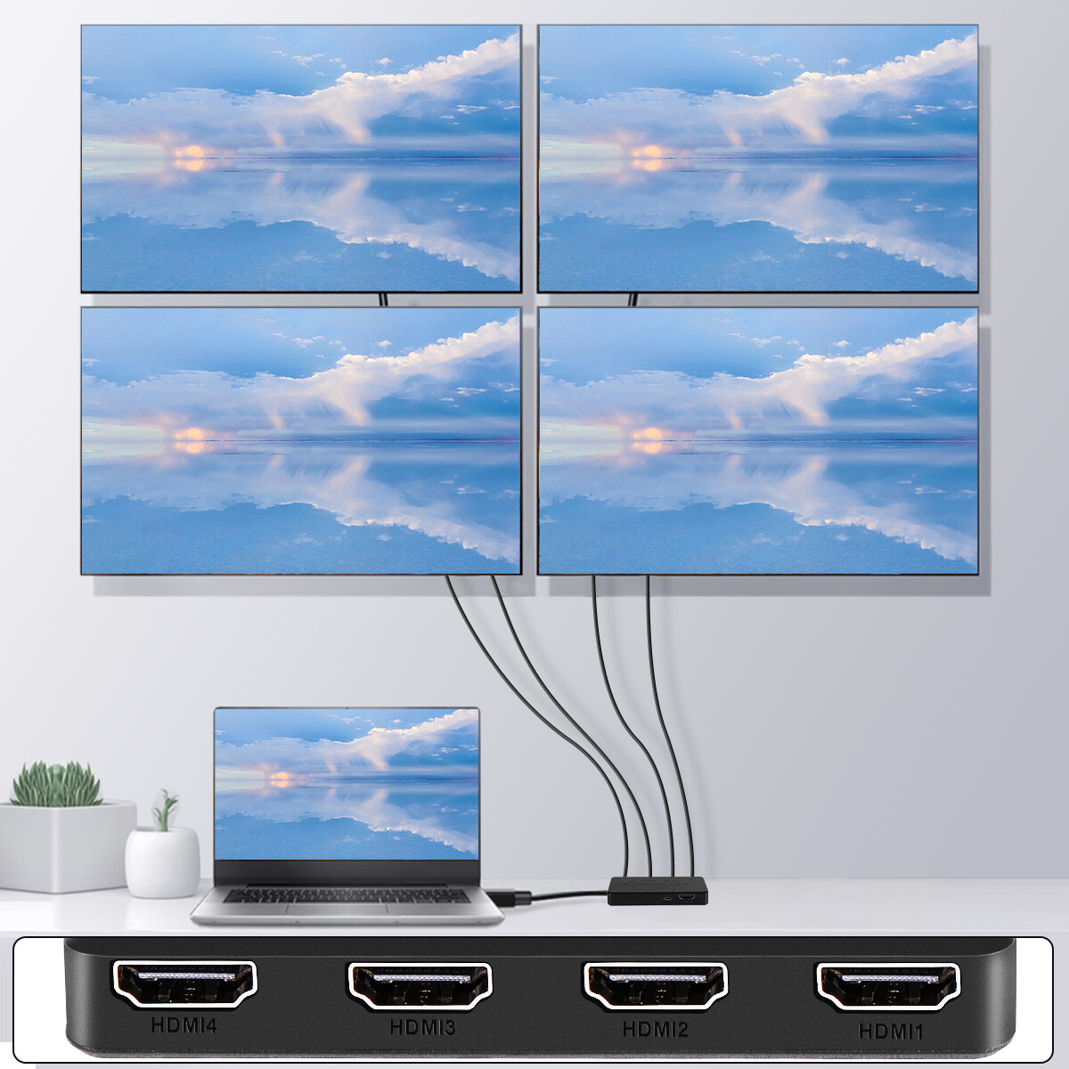 HDMI Splitter 1 In 4 Out 4K UHD HD 1080P 4-Port Repeater Splitter Amplifier 1to4