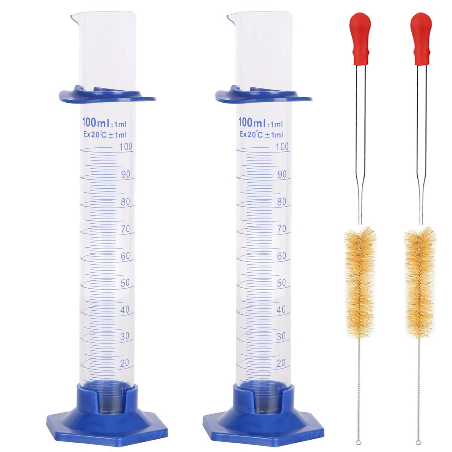 2Pcs 100ml Graduated Cylinder, Thick Glass Measuring Cylinder, with Anti-Fall...
