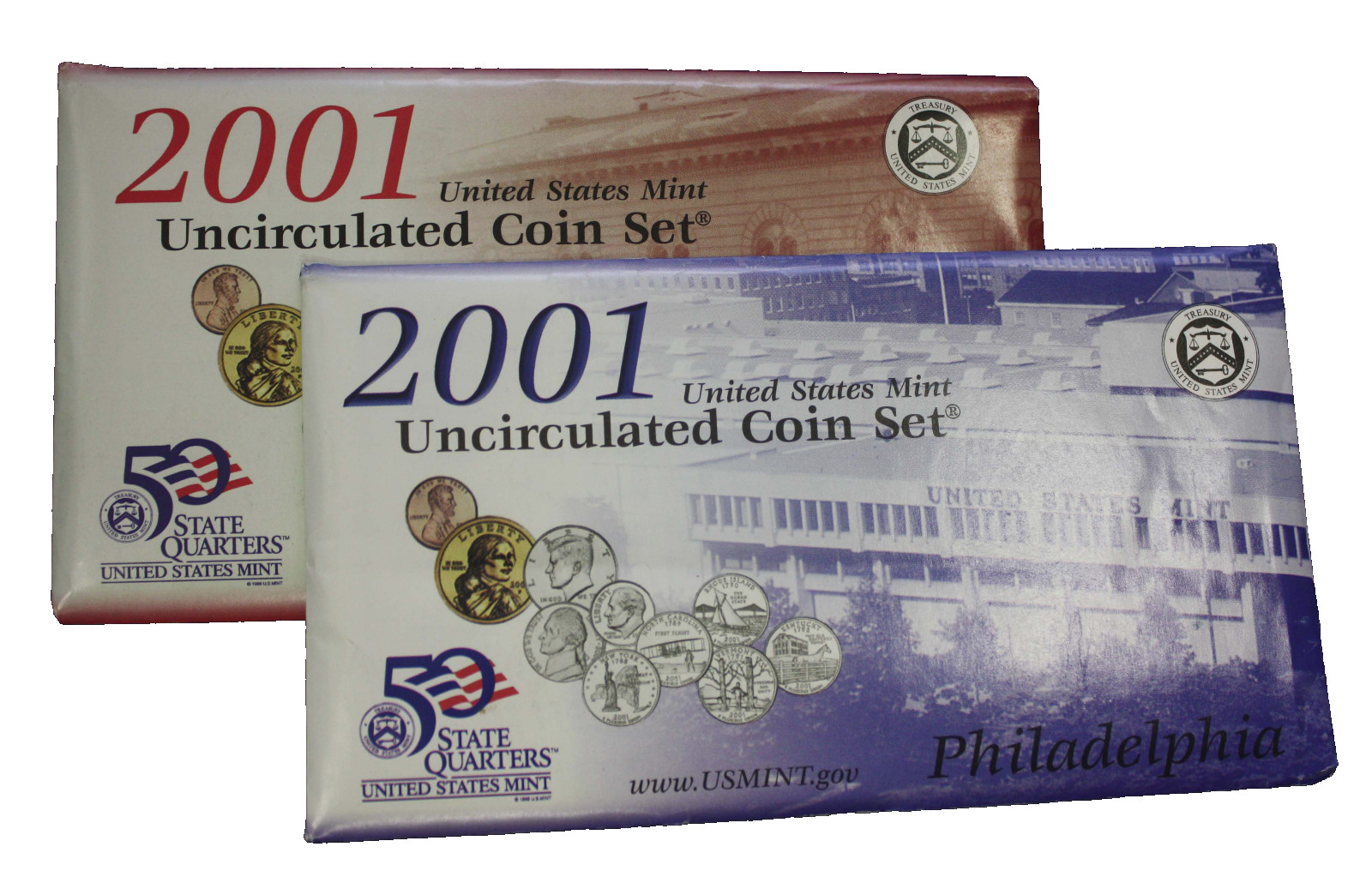 2001 US Uncirculated Mint Set | 20 Coins P & D Folders | Original Envelope