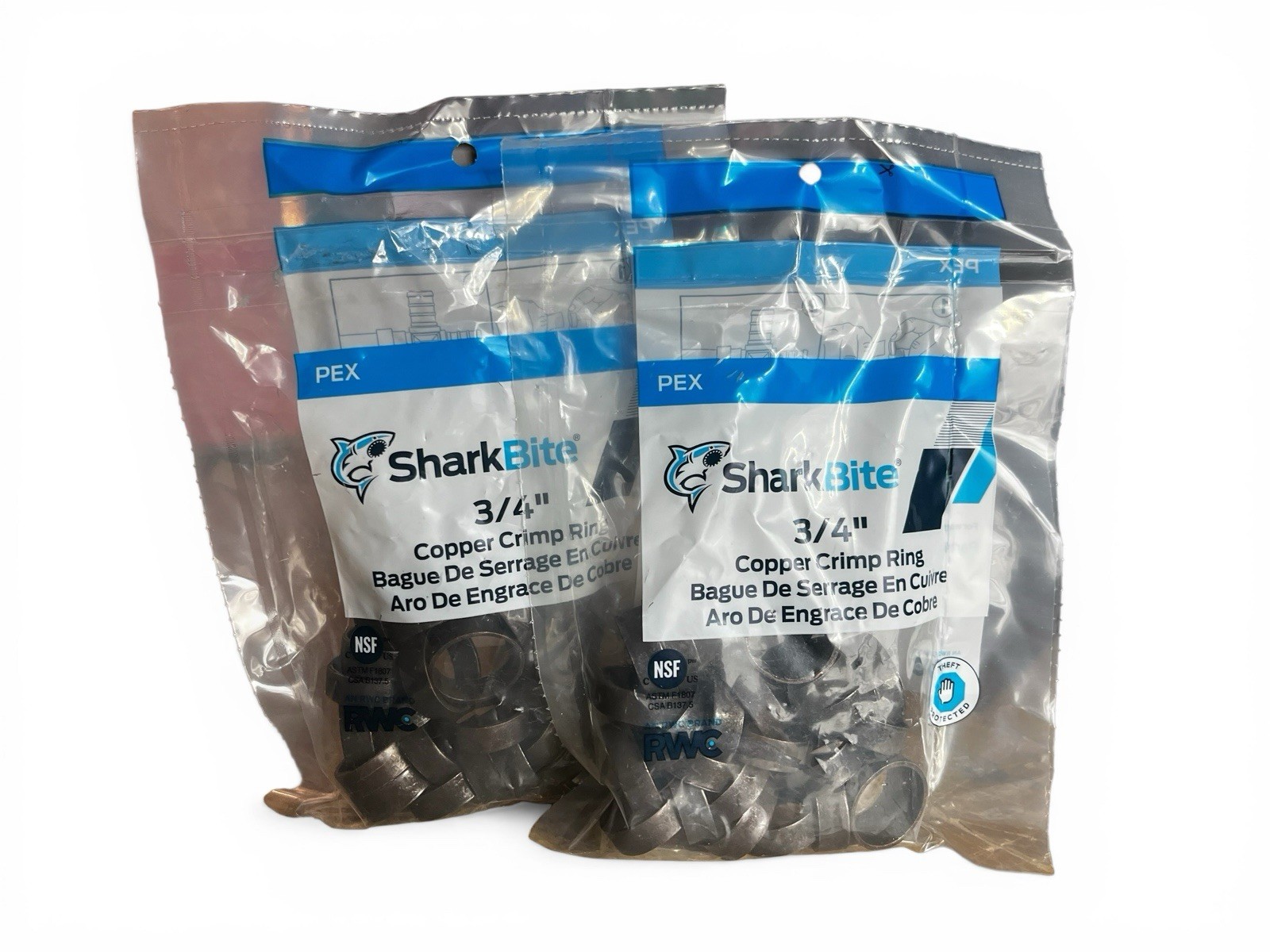 SharkBite 3/4" PEX Copper Crimp Rings (2 Pack Lot) 50 Rings Total 23103CP25