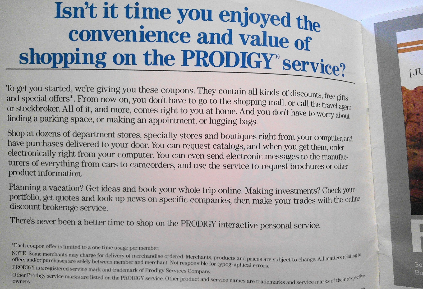Prodigy Interactive Personal Service Value Pack, 1990 + Shopping Brochure