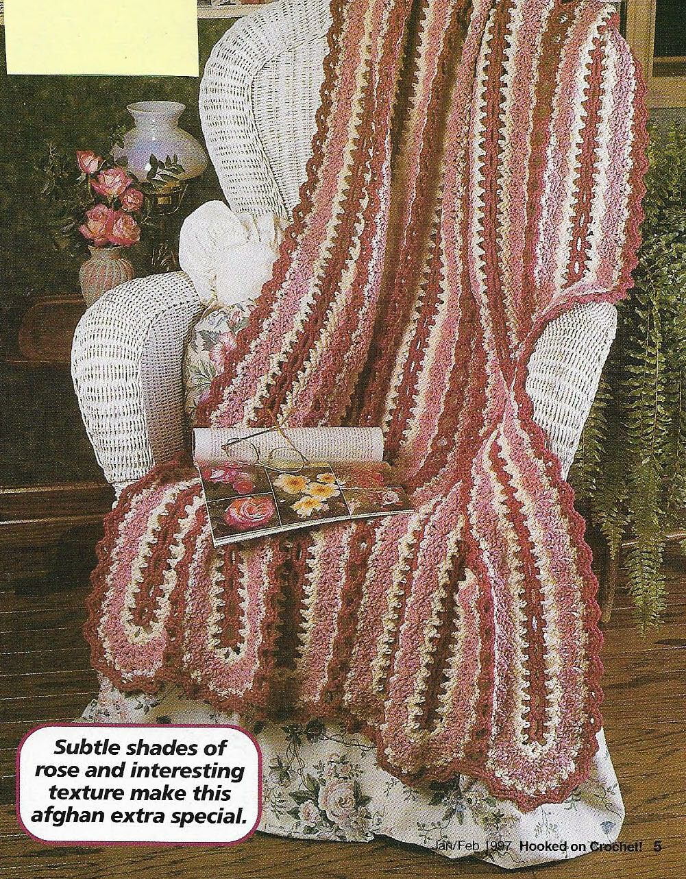 ROSES & LACE AFGHAN MILE A MINUTE DIGEST SIZE CROCHET PATTERN INSTRUCTIONS