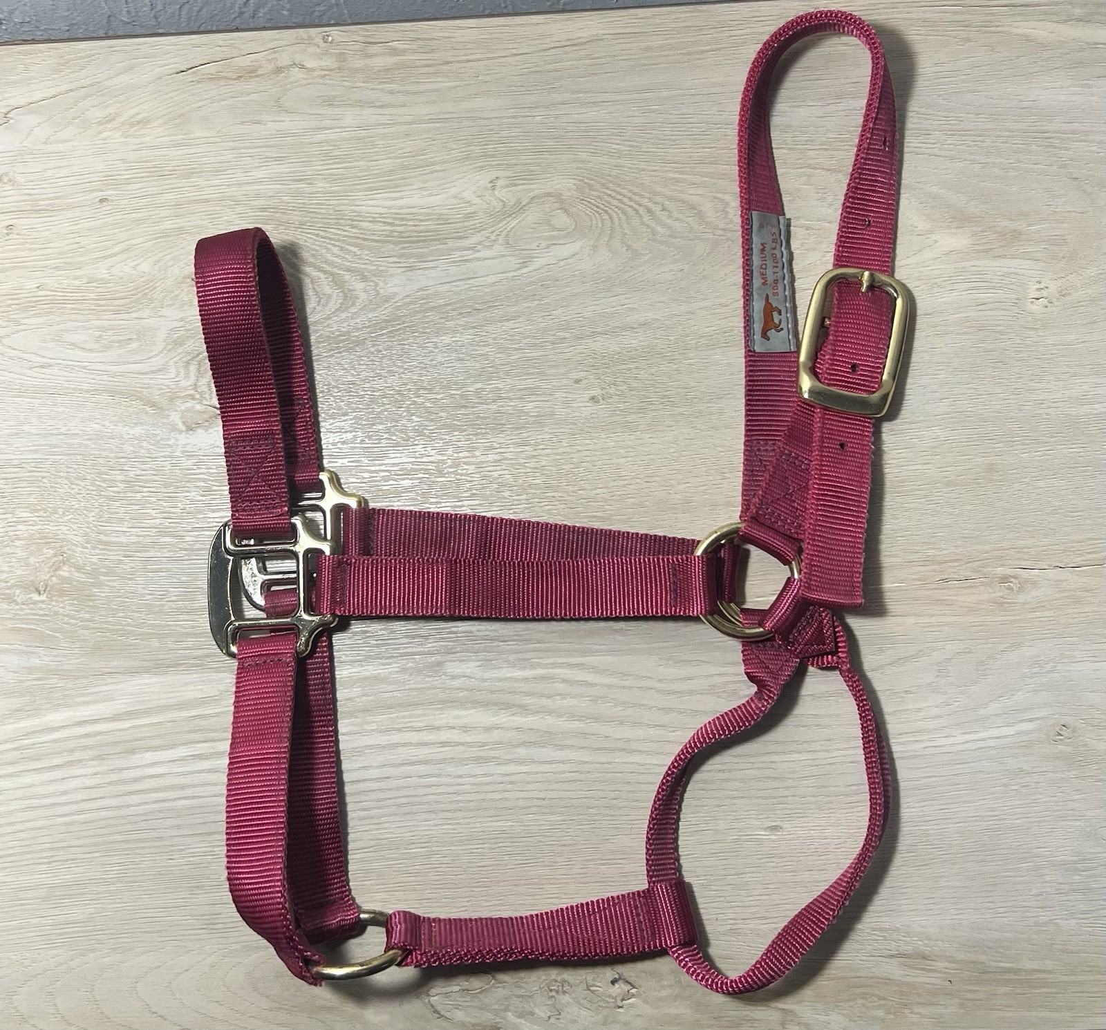Dark Fushia Nylon Horse Halter Medium Size Used Horse Tack Soft English Western