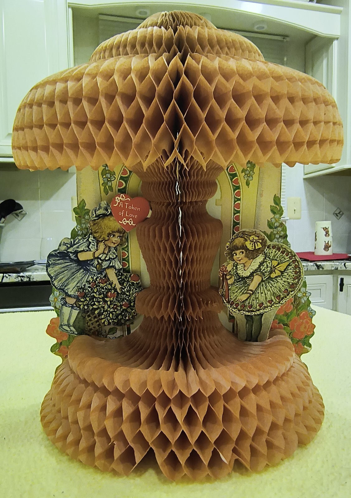 LARGE TABLETOP VALENTINE 1920s to my mom from her grandmother PERFECT CONDITION