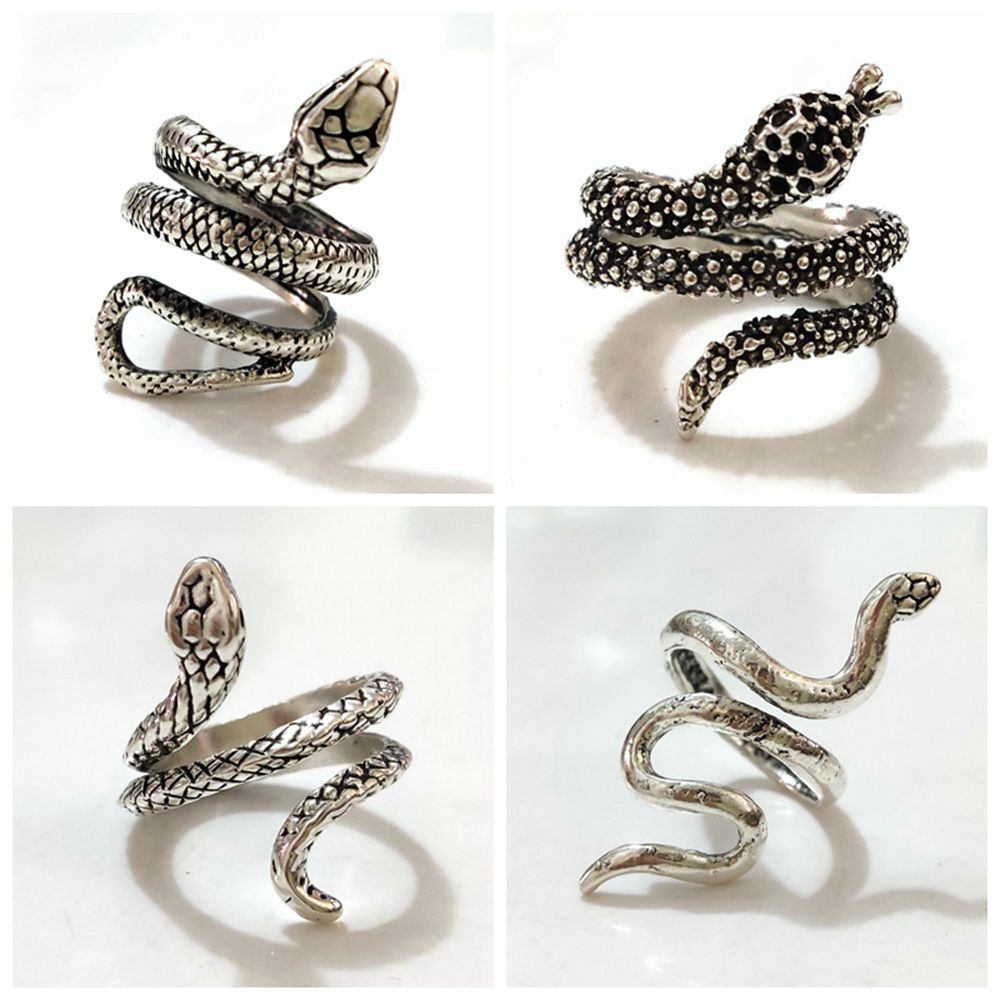 30pcs/lot Top Mix Retro Punk Exaggerated Snake Rings Hip Hop Animal Cool Jewelry