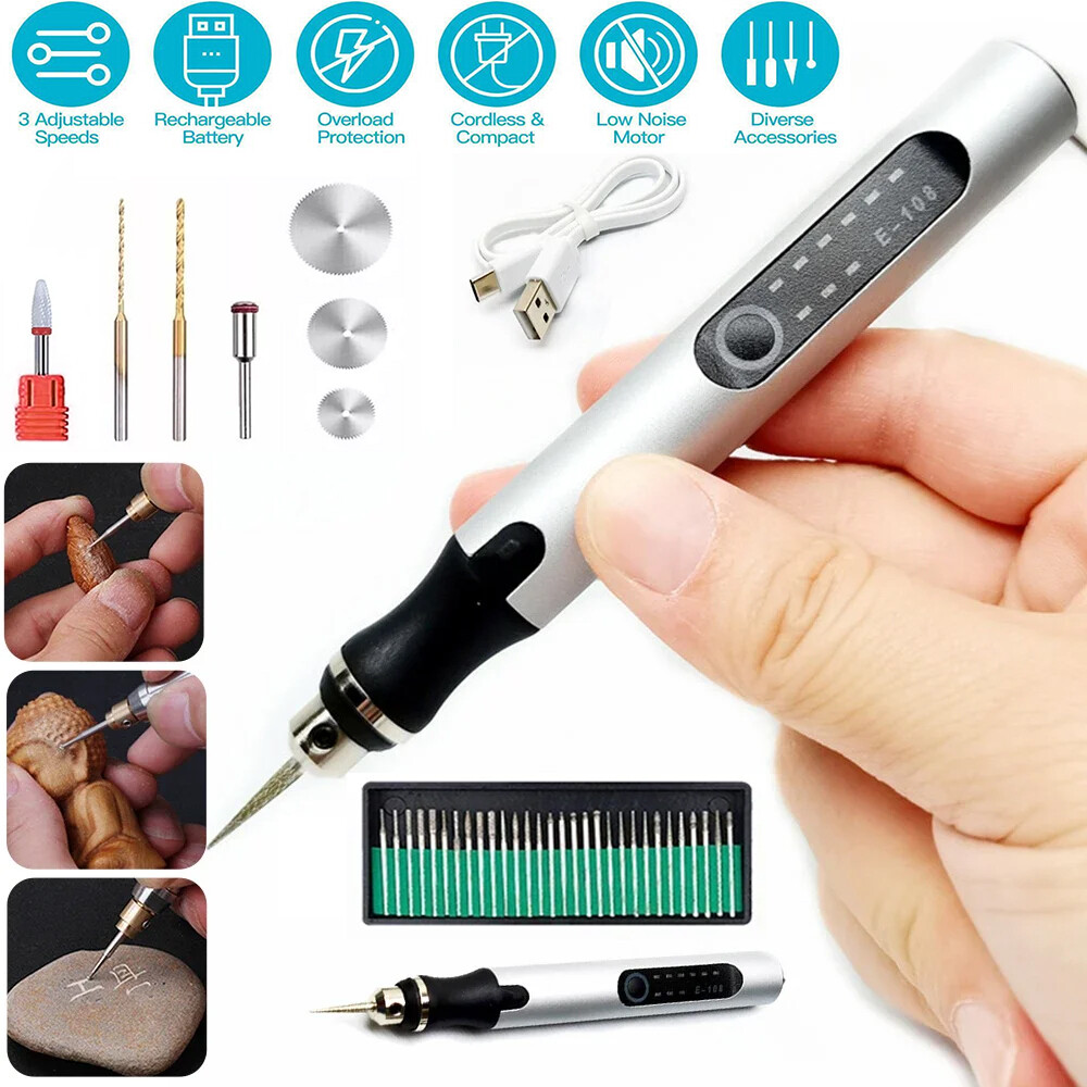 Cordless Electric Engraving Pen Rotary Tool Kit Variable Speed W/ 38 Accessories