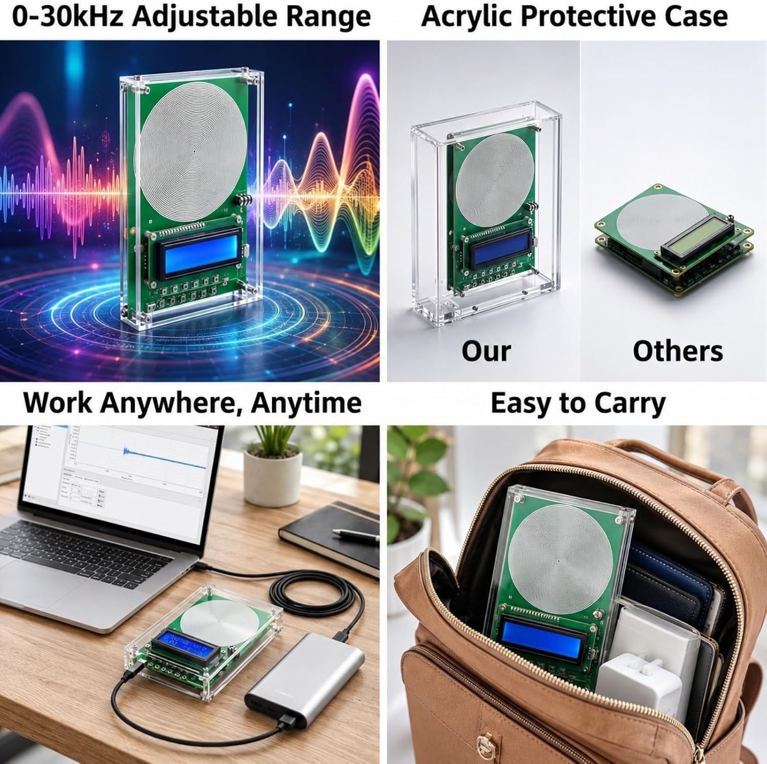 Lightweight USB Frequency Generator for Meditation and Relaxation with Display