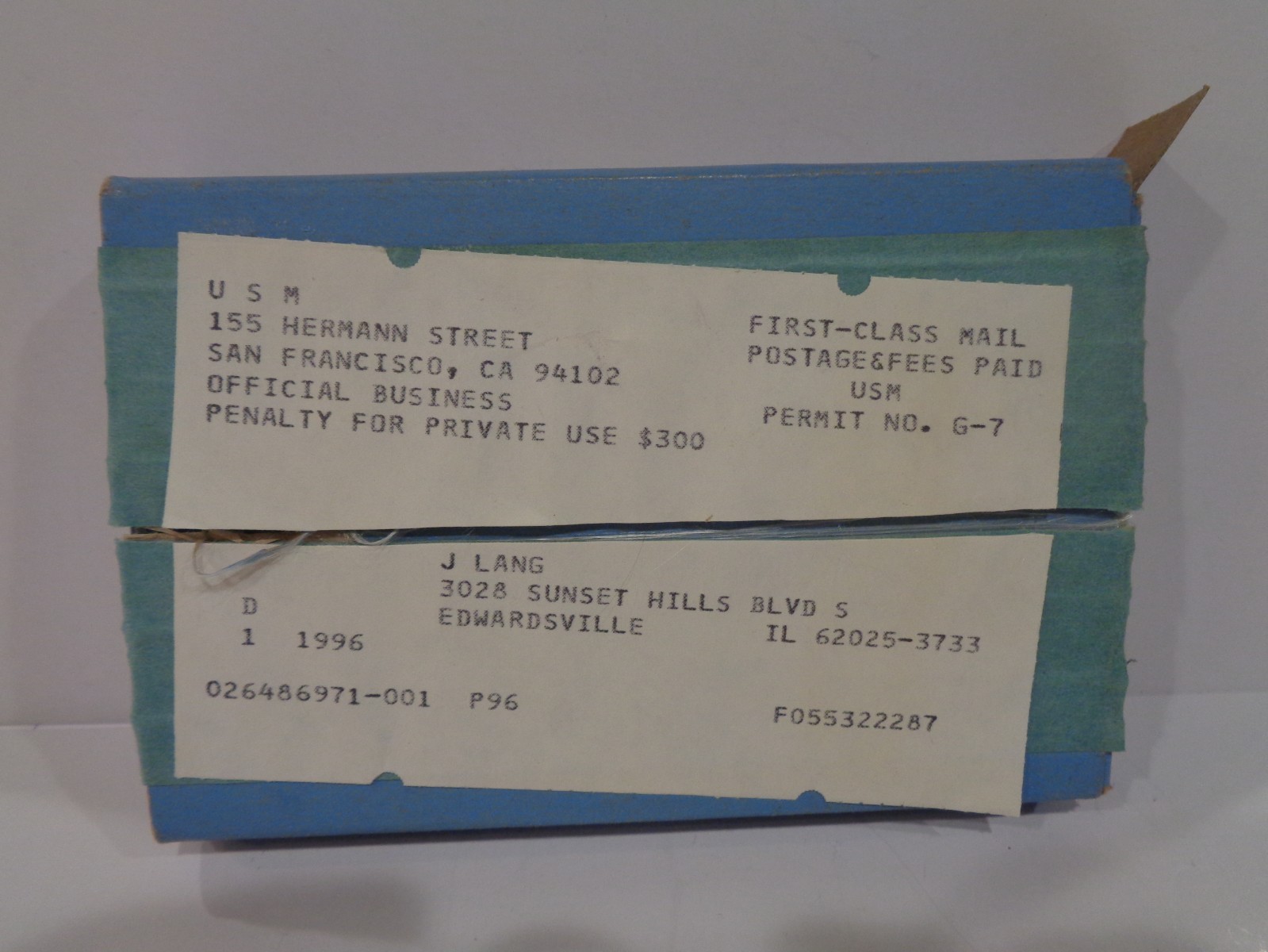 1996 US Proof Set with Original Shipping Box.