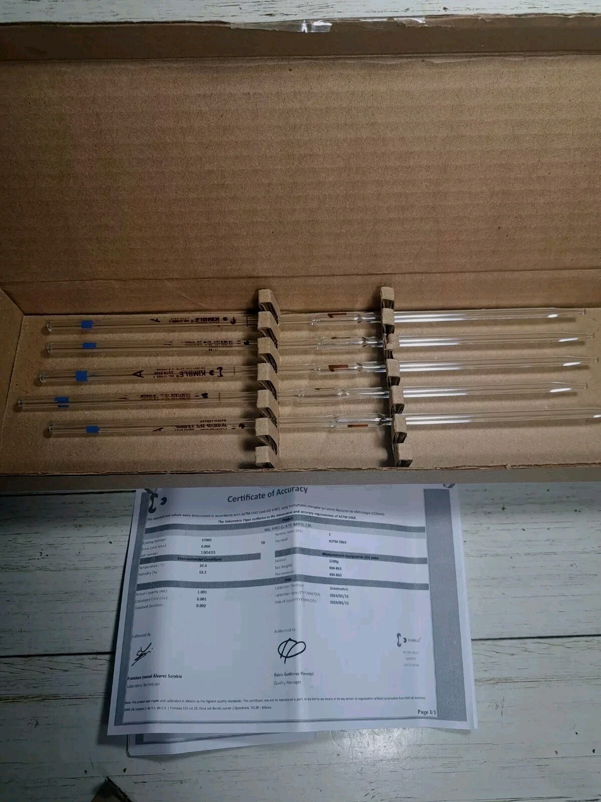 Volumetric Pipette Class A, LG-9350-101 Color-Coded, 1mL 5 Pack