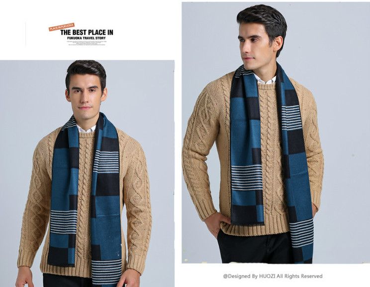 New Men's England geometry neck scarves autumn winter long warm Business scarf