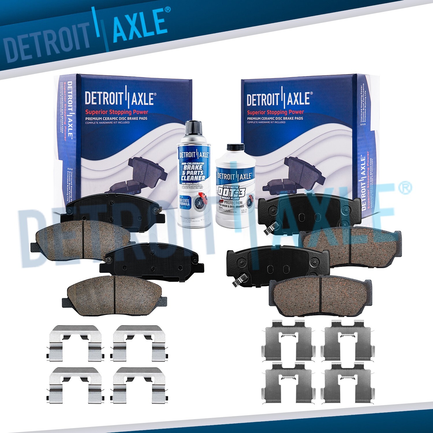 Front and Rear Ceramic Brake Pads w/ Hardware for Hyundai Entourage Kia Sedona