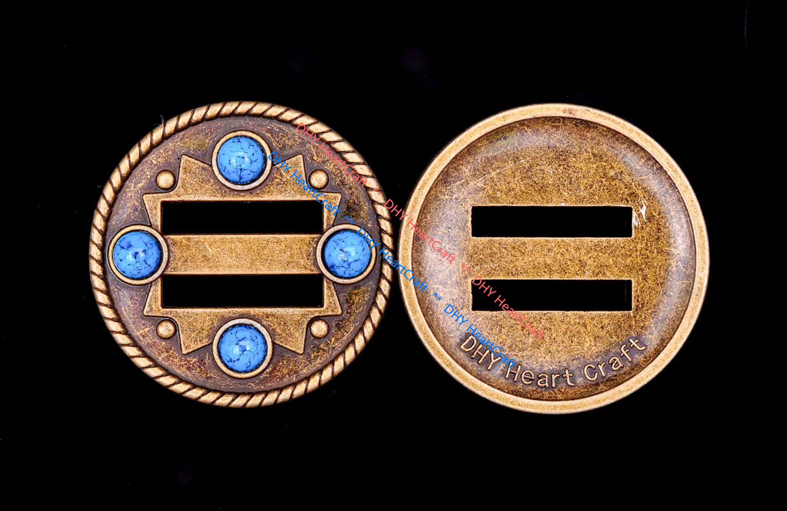10X Turquoise Cowboy Western Saddle Tack DIY Leather Belt Slotted Concho 1-1/2"