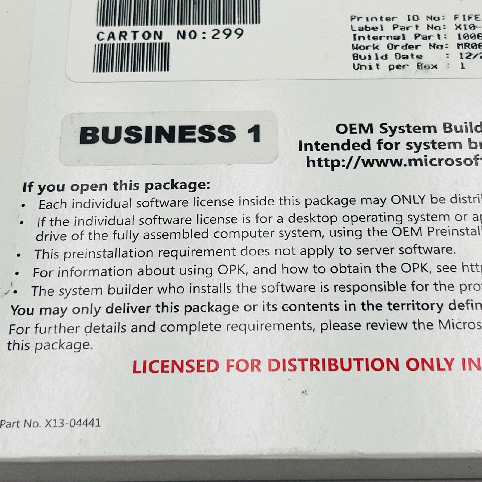Microsoft Windows Vista Business 32-Bit OEM System Builder Pack DVD Sealed