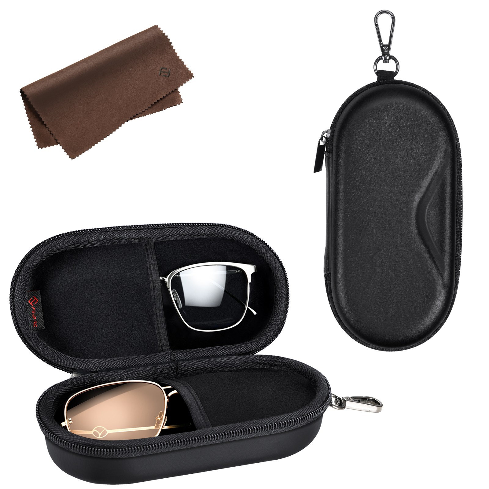 Double Eyeglasses Case Hard Shell Dual Glasses Case Travel Sunglasses Organizer